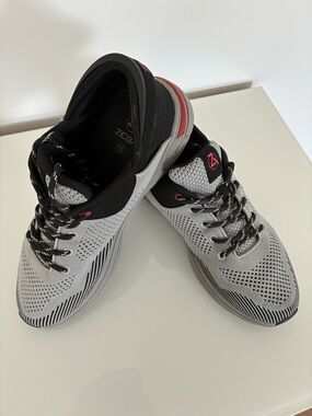 Zeba Men’s Athletic Running Shoes - Gray with Black & Red Accents